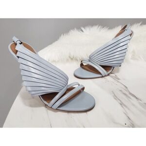NEVER WORN -DEFECT Emporio Armani sky blue angel wing runway sandal heel pleated